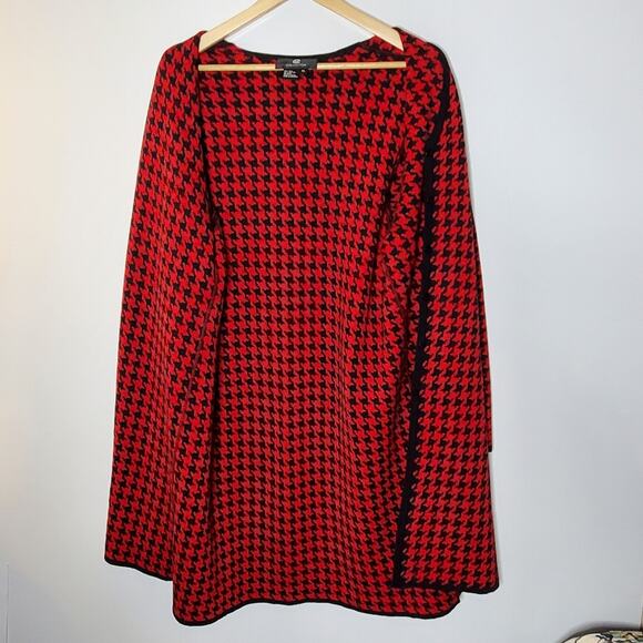 CM Collection Red & Black button up long sleeve houndstooth sweater / Dress  XL - Picture 7 of 10